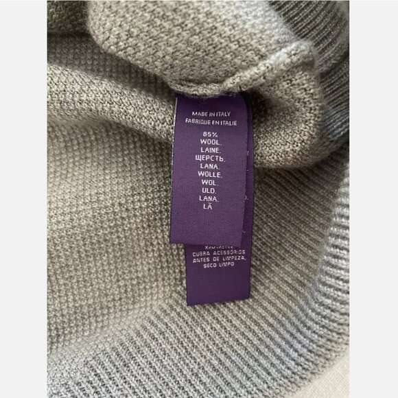 Ralph Lauren Purple Label Piqué Knit Wool Cashmere zip Sweater ITALY Large grey - Picture 4 of 10